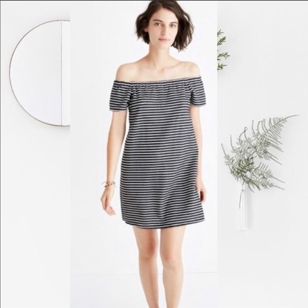 Madewell Melody striped off the shoulder dress M
